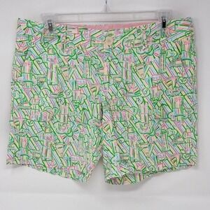 Lilly Pulitzer Grace Resort 7" Beach Twill Nautical Chino Shorts Green Size 4